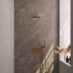 BRAUER Gold Edition ensemble de douche pluie encastré – douche de tête Ø 20 cm – bras mural courbé 40 cm – douchette bâton – avec inverseur SW925654
