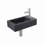 Saniclass Fuente pack lave-mains – rectangulaire – 40 x 22 x 10 cm – pierre naturelle noire – robinet inox SW1111503