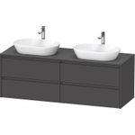 Duravit Ketho.2 Wastafelonderbouwkast - inclusief consoleplaat - met 4 laden - voor dubbele waskommen - 160x55x56.8cm - met handgrepen antraciet - grafiet mat SW772357