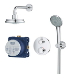 GROHE Grohtherm Perfect Regendoucheset - hoofdddouche 16cm - 2 functies handdouche rond 11cm - chroom SW236927