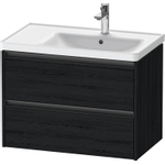 Duravit Ketho.2 Wastafelonderbouwkast - met 2 laden - voor waskom rechts - 78.4x45.5x54.9cm - met grepen antraciet - eiken zwart mat SW772030