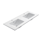 Mondiaz DENIA Lavabo encastrable - 121x46.5x1.75cm - avec vasque double - céramique - Blanc brillant mat SW663390