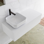 Mondiaz Lagom Meuble salle de bains 100x30.9x45cm Solid Surface Talc 1 tiroir avec lavabo BINX vasque à poser Gauche 1 trou de robinet SW408993