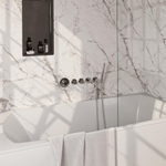 BRAUER Chrome Carving Badkraan Inbouw - douchegarnituur - 20cm uitloop - inclusief inbouwdeel - 3 carving knoppen - handdouche staaf 1 stand - chroom SW715470
