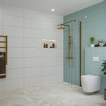 Fortifura Galeria inloopdouche - 40x200cm - helder - glas - wandarm - PVD - geborsteld koper SW876767