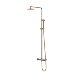 IVY Pact Ensemble douche pluie - mural - pomme de douche slim 25 cm - douchette stick - Cuivre mat brossé PVD SW1034762