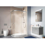 Crosswater Clear 6 kwartronde douchecabine met 1 schuifdeur 100x80x195cm 6mm helder veiligheidsglas zilver SW487124