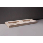 Forzalaqua Bellezza wastafel - 140.5x51.5x9cm - 2 kraangaten - gezoet travertin (beige) SW67842