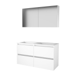 Basic-Line Comfort 46 ensemble de meubles de salle de bain 120x46cm sans poignée 4 tiroirs lavabo acrylique 0 trous de robinetterie armoire de toilette mdf laqué blanc glacier SW350990