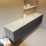 Mondiaz VICA-DLUX ensemble de meuble de salle de bain - 200cm - meuble sous-vasque gris foncé - 4 tiroirs - lavabo encastré cloud droite - 1 trou de robinet - version haute de 60cm - frape SW1088905