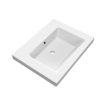 Saniclass Foggia Plan vasque 60x46cm sans trous de robinet avec trop plein et vasque simple marbre minéral Blanc mat SW542356