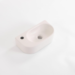 QeramiQ Pure Fontein - 40x22x12cm - glad - halfrond - kraangat links - keramiek - linnen SW1449883
