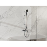 Fortifura Calvi Badkraan - met glijstangset - ronde handdouche - gladde doucheslang - PVD - geborsteld gunmetal (antraciet) SW997398
