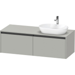Duravit ketho 2 meuble sous lavabo avec plaque console avec 2 tiroirs pour lavabo à droite 140x55x45.9cm avec poignées anthracite béton gris mat SW771977