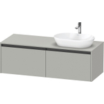 Duravit Ketho.2 Wastafelonderbouwkast - inclusief consoleplaat - met 2 laden - voor waskom rechts - 140x55x45.9cm - met handgrepen antraciet - betongrijs mat SW771977