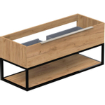 Thebalux type meuble 120x45x50cm 1x niche en saillie poignée inox 1 tiroir à fermeture douce poignée standard mdf/copeaux/métal bois carbone SW768584