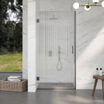 Fortifura Galeria Douchedeur - 80x200cm - 8mm - veiligheidsglas - ribbel - scharnieren - deurgreep - helder - geborsteld gunmetal geborstel/glas helder (antraciet) SW1212532
