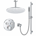 Grohe - Adema Rise regendoucheset – Ø30 cm hoofddouche – 20 cm plafondbuis – staafhanddouche – glijstang 90 cm – chroom SW811934