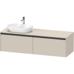 Duravit Ketho.2 Wastafelonderbouwkast - inclusief consoleplaat - met 2 laden - voor waskom links - 160x55x45.9cm - met handgrepen antraciet - taupe supermat SW772120