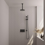 BRAUER Black Carving Thermostatische Regendouche inbouw - drukknoppen - SET 65 - 20cm hoofddouche - plafondarm - staaf handdouche - doucheslang - geïntegreerde glijstang - zwart mat SW925401