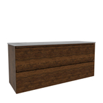 Saniclass Holz Pure Badkamermeubelset - 140x45x60cm - 4 lades - 2 wasbakken - 2 kraangaten - overloop - Walnut pure SW1439098