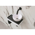 Ink Jazz XS fontein – rond – 36x20 cm – polystone wit glans – zonder kraan – frame wit met quartz plateau SW718723