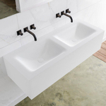 Mondiaz Lagom Meuble avec 1 tiroir 120x30x45cm vasque double Cloud sans trous de robinet Solid Surface Talc SW408989