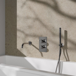 Fortifura Calvi Robinet de baignoire - bec 22cm à raccourcir - flexible - douchette stick - partie encastrable - support mural - chrome SW1130179