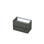 INK Wastafelonderkast - 80x45x52cm - 2 lades - greeploos - MDF lak - Mat beton groen SW416537