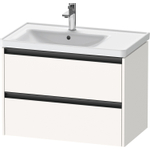 Duravit Ketho.2 Wastafelonderbouwkast - met 2 laden - voor waskom links - 78.4x45.5x54.9cm - met grepen antraciet - wit supermat SW772768