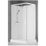 Nemo Spring Vidrio Cabine de douche - gauche - 120x90cm - porte coulissante - parois fixes - verre de sécurité - mitigeur de douche thermostatique SW290145