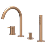 IVY Bond Combinaison de rebord de baignoire - 4 voies - mitigeur - bec pivotant - douchette extractible - cuivre brossé mat PVD SW1031132
