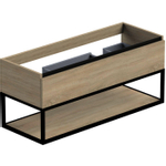 Thebalux meuble bas type1 120cm 1x tiroir sans poignée 1x profil de poignée alu noir mat avec cadre noir mat et 1x insert 2x découpe pour lavabos Epic Slimline Soft et Glacier incl set de siphon blanc SW720079