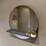 Miroir de salle de bain Mondiaz SPOT - rond 50cm - étagère miroir - couleur Gris Foncé SW1235668