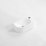 QeramiQ Blend Fontaine - 40x22x12cm - rainuré - demi-rond - trou de robinet à droite - céramique - blanc mat SW1522211