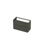 INK Wastafelonderkast - 100x45x65cm - 2 lades - greeploos - MDF lak - Mat beton groen SW693312