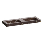 Saniclass Artificial Marble Lavabo pour meuble - 139.6x10.5x45.7cm - sans trop-plein - 2 vasques - 2 trous de robinet - composite - Copper Brown SW957304