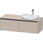 Duravit Ketho 2 meuble sous-lavabo avec plan console incluant 2 tiroirs pour vasque à droite 140x55x45.9cm avec poignées anthracite taupe super mat SW772428