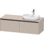 Duravit ketho 2 meuble sous lavabo avec plaque console avec 2 tiroirs pour lavabo à droite 140x55x45.9cm avec poignées anthracite taupe super mat SW772428