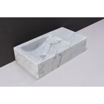 Forzalaqua Venetia fontein - 40x22x10cm - kom links - zonder kraangat - gepolijst carrara (grijs) SW369779