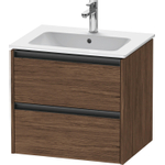 Duravit Ketho.2 Wastafelonderbouwkast - met 2 laden - 61x48x55cm - met grepen antraciet - donker noten mat SW771901