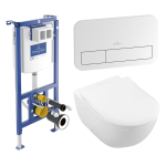 Villeroy & Boch Subway 2.0 Pack WC - WC suspendu - DirectFlush - à fond creux - abattant Slimseat - softclose & quickrelease - avec réservoir encastrable - plaque de commande chrome brillant - Blanc Alpin SW956276