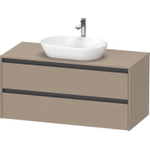 Duravit Ketho.2 Wastafelonderbouwkast - inclusief consoleplaat - met 2 laden - 120x55x56.8cm - met handgrepen antraciet - linnen mat SW772871