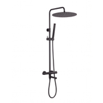 Fortifura Calvi Regendoucheset - thermostatisch - 30cm hoofddouche - gladde slang - staaf handdouche - draaibare baduitloop - mat zwart SW1592490
