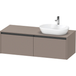 Duravit Ketho.2 Wastafelonderbouwkast - inclusief consoleplaat - met 2 laden - voor waskom rechts - 140x55x45.9cm - met handgrepen antraciet - basalt mat SW772200