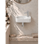 QeramiQ Fuente pack lave-mains – demi-rond – 40 x 21,5 x 12 cm – perçage à droite – robinet chromé SW1232783