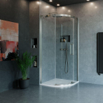 Cabine de douche Crosswater Optix 90x90cm - quart de rond - porte droite - inox brossé SW916829