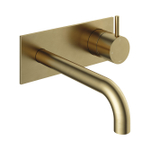 Hotbath Cobber Afbouwdeel - voor wastafelkraan - 18cm uitloop - Living colours - inbouw wastafelmengkraan achterplaat 18 - geborsteld messing goud SW229672