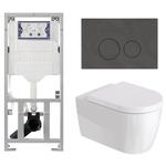 Duravit Me by starck Toiletset - inbouwreservoir met UP320 spoelmachine - softclose zitting - natuursteen marmer donker bedieningsplaat - ronde knoppen - marmer donker SW1574329