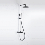 FortiFura Calvi Thermostatische Regendoucheset - 25cm - ronde hoofddouche - staafhanddouche - zwart mat SW377841